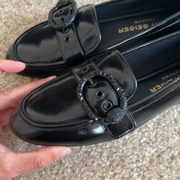 Kurt Geiger Mayfair leather black loafer rhinestone buckle eagle shoe size 36 6 - Picture 3 of 8